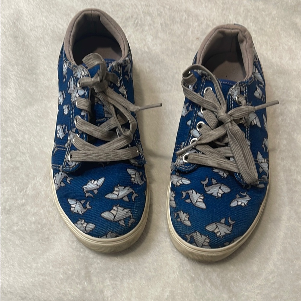 Blue Kids Shoes with Shark Print